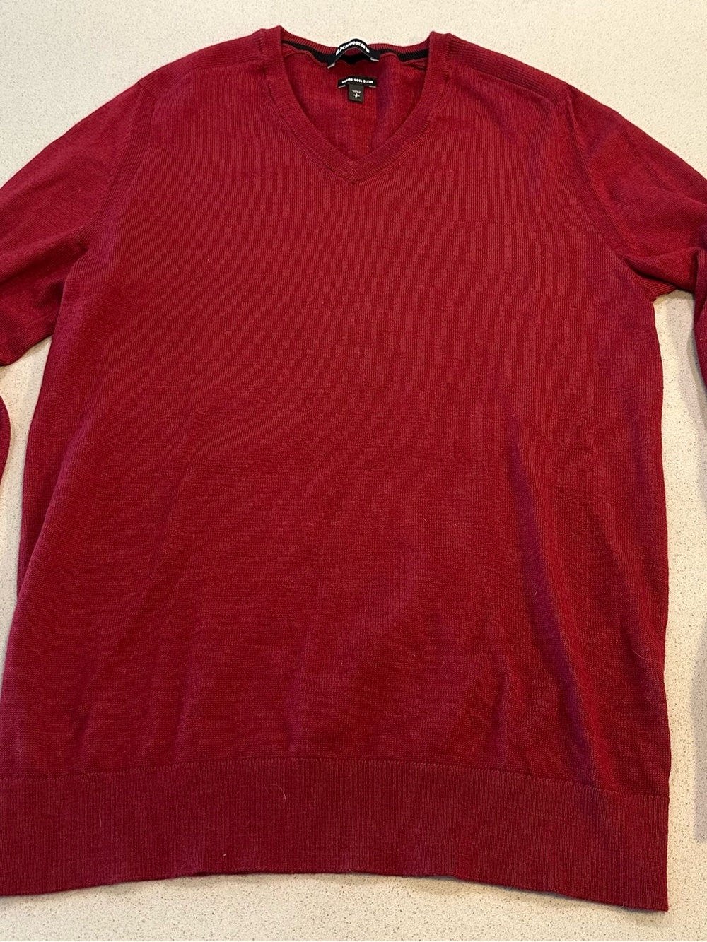 Express Men's V-Neck Sweater in Deep Red